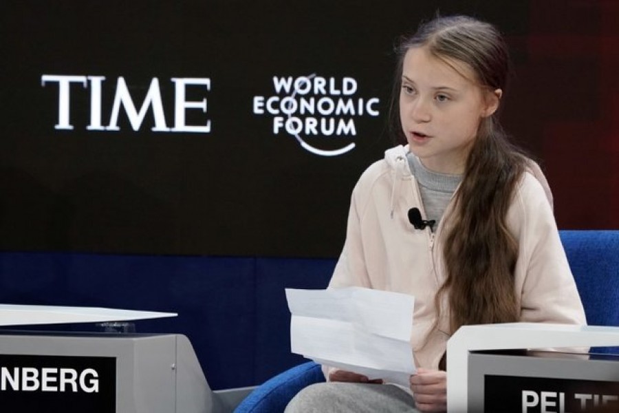 Swedish climate change activist Greta Thunberg attends a session at the 50th World Economic Forum (WEF) annual meeting in Davos, Switzerland, January 21, 2020. REUTERS/Denis Balibouse