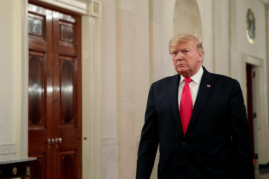 US President Donald Trump arrives to address US mayors in the East Room of the White House in Washington, US on January 24, 2020 — Reuters photo