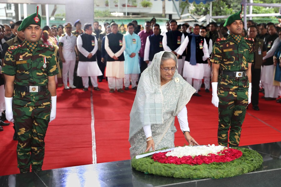 Historic March 7: PM pays homage to Bangabandhu