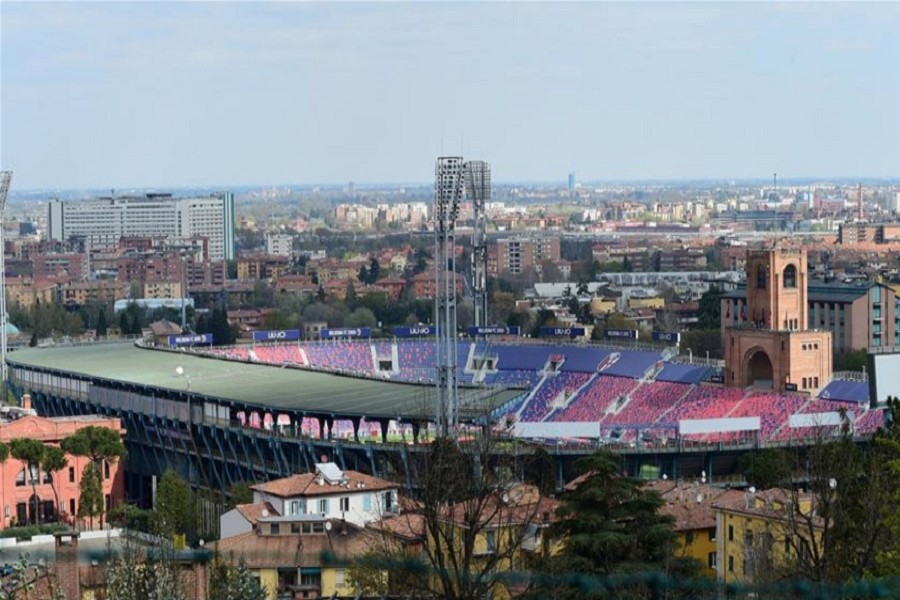 A stadium is seen empty in Bologna, Italy, on April 01, 2020. — Xinhua