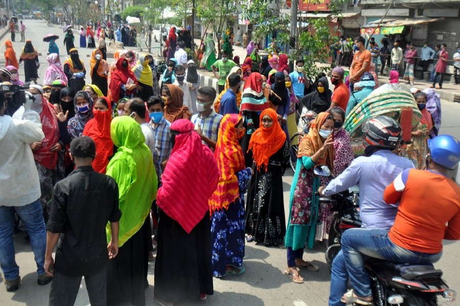 Garment workers protest layoffs in Dhaka’s Paltan