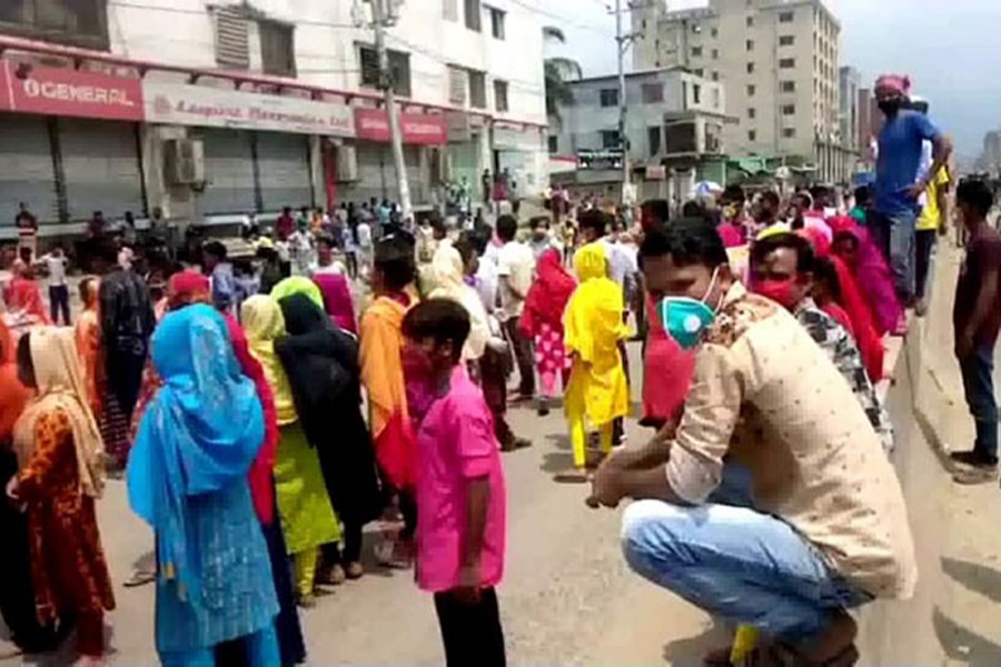 RMG workers demonstrate in Dhaka, Gazipur for back pay