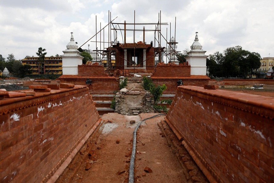 A deserted view of "Rani Pokhari" (Queen's Pond), damaged during the 2015 earthquake, as the reconstruction works are halted due to concerns about the spread of the coronavirus disease (COVID-19), in Kathmandu, Nepal, April 25, 2020. — Reuters