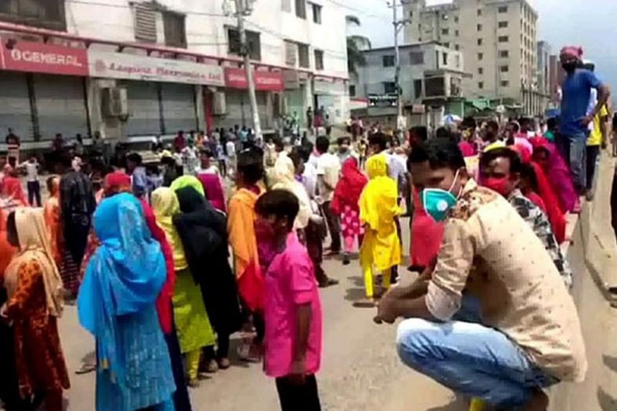 RMG workers protest for back pay