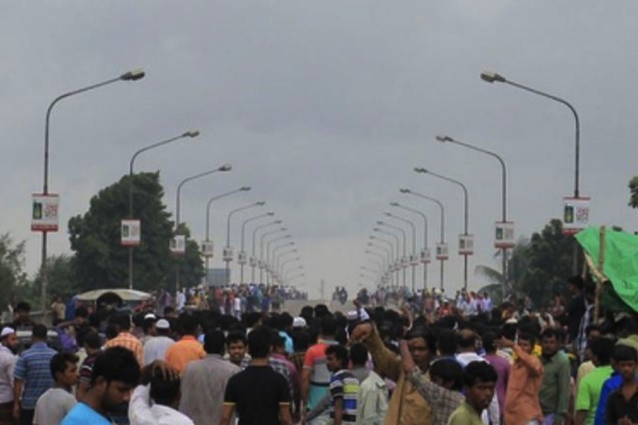 RMG workers protest for wages in city