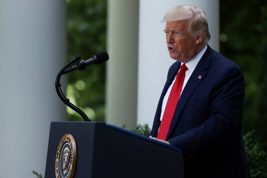 US President Donald Trump speaking about negotiations with pharmaceutical companies over the cost of insulin for US seniors on Medicare at an event in the Rose Garden at the White House during the coronavirus disease (COVID-19) outbreak in Washington on Tuesday –Reuters Photo