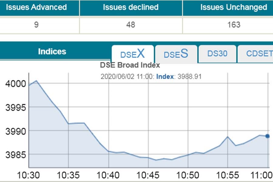 Bourses open lower amid thin participation