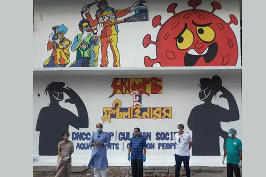 DNCC, UNDP unveil street art to thank COVID-19 frontliners