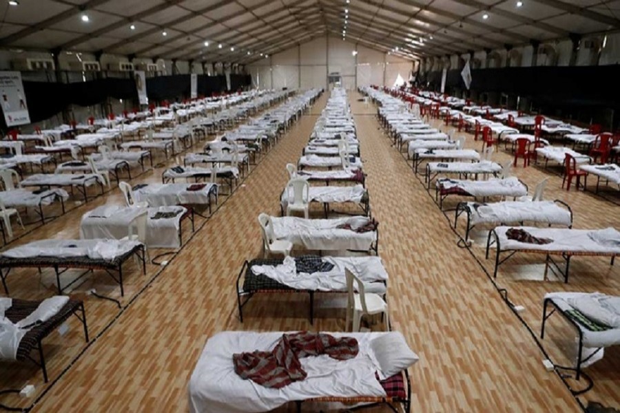 Beds are seen inside a recently constructed makeshift hospital and quarantine facility for patients diagnosed with the coronavirus disease (Covid-19) in Mumbai, India on June 11, 2020 — Reuters/Files