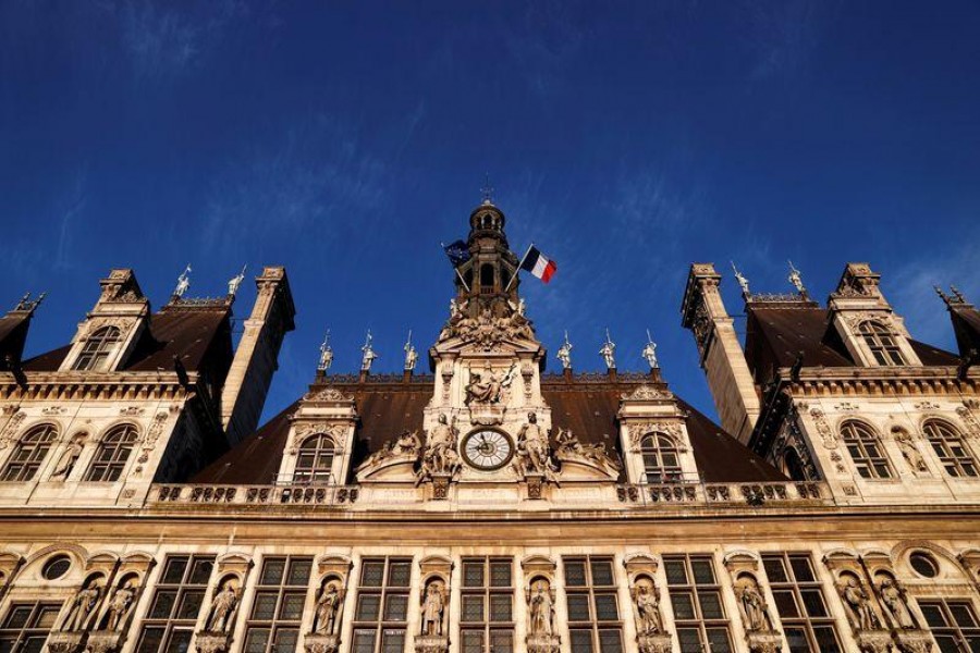 A general view shows the facade of Paris city hall, France, June 24, 2020. REUTERS/Christian Hartmann