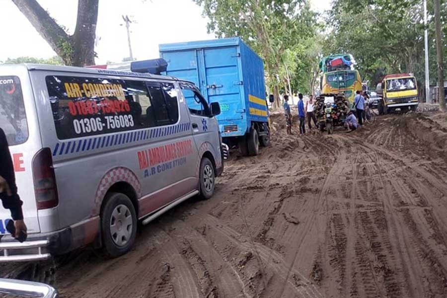 Gopalganj highway in a sorry state