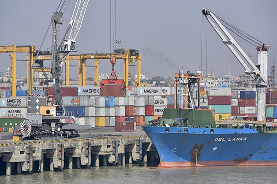 Container carrying ship tilts at Ctg port