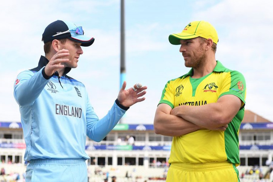 England Twenty20 captain Eoin Morgan and Australia skipper Aaron Finch seen together in this undated file photo. Courtesy: ECB