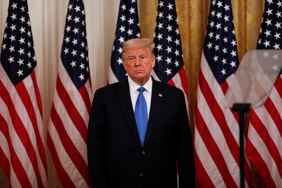 US President Donald Trump attends a veterans event in the East Room at the White House in Washington, US, September 23, 2020 — Reuters