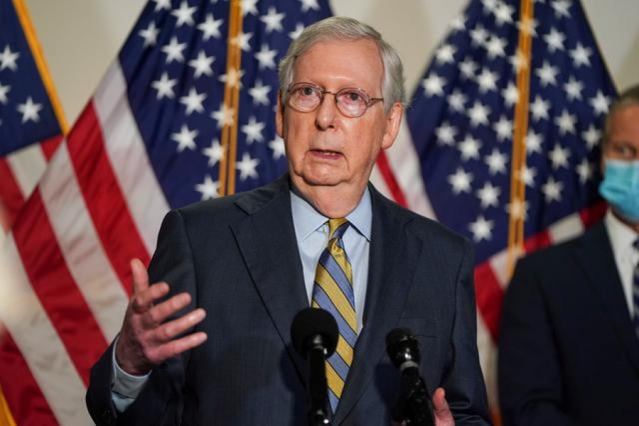 Senate Majority Leader Mitch McConnell (R-KY) speaks to the media after the Republican policy luncheon on Capitol Hill in Washington, US, September 22, 2020 — Reuters/Files