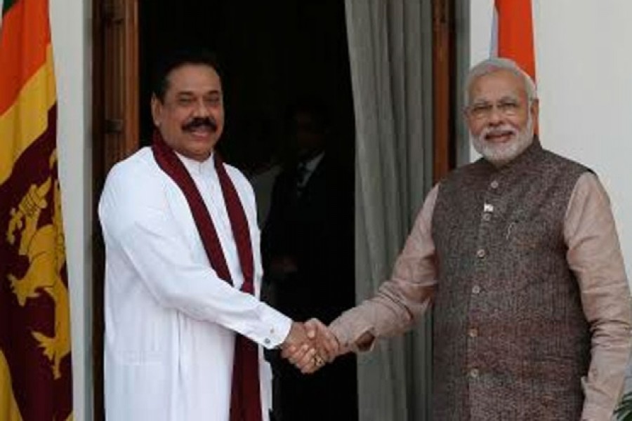 Sri Lankan leader Mahinda Rajapaksa met Narendra Modi during the Indian prime minister’s oath-taking ceremony in 2014. Reuters