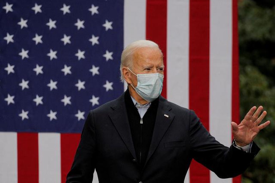 Democratic US presidential nominee Joe Biden speaks about the economy and the coronavirus disease (Covid-19) pandemic during a campaign stop at UFCW (United Food and Commercial Workers) Local 951 in Grand Rapids, Michigan, US on October 2, 2020 — Reuters photo