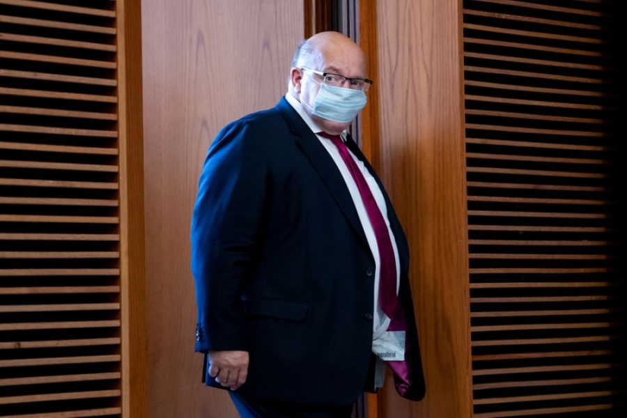 German Economy Minister Peter Altmaier arrives for a news conference after informal talks of the EU Trade Ministers in Berlin, Germany on September 21, 2020 — Pool via Reuters