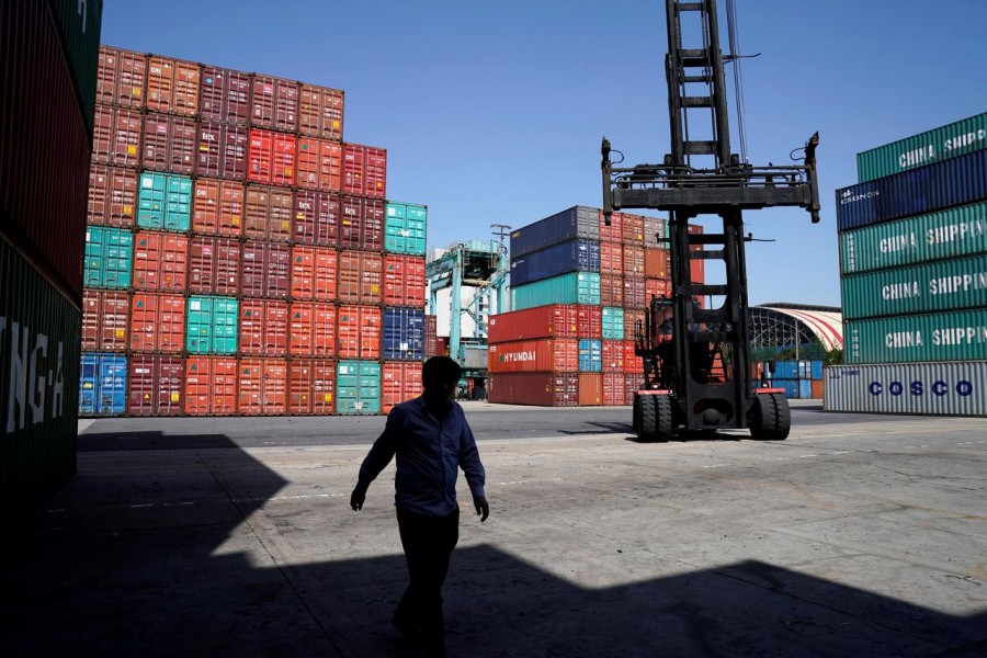 Shipping containers are seen at the port in Shanghai, China on April 10, 2018 — Reuters/Files