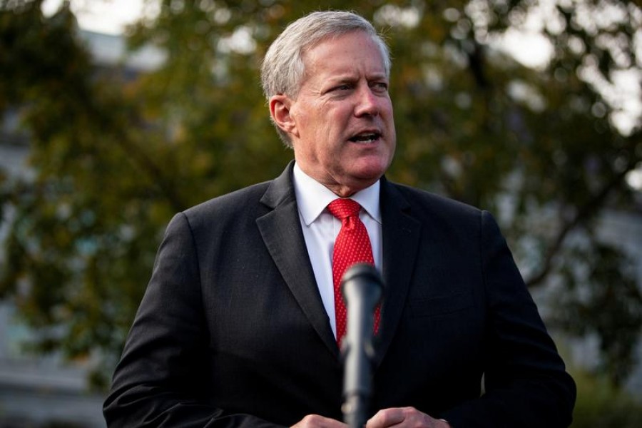 White House Chief of Staff Mark Meadows speaks to reporters following a television interview, outside the White House in Washington, US on October 21, 2020 — Reuters/Files