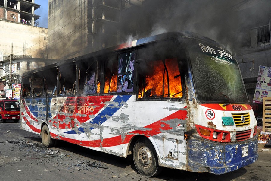 Arsonists torch nine buses in city