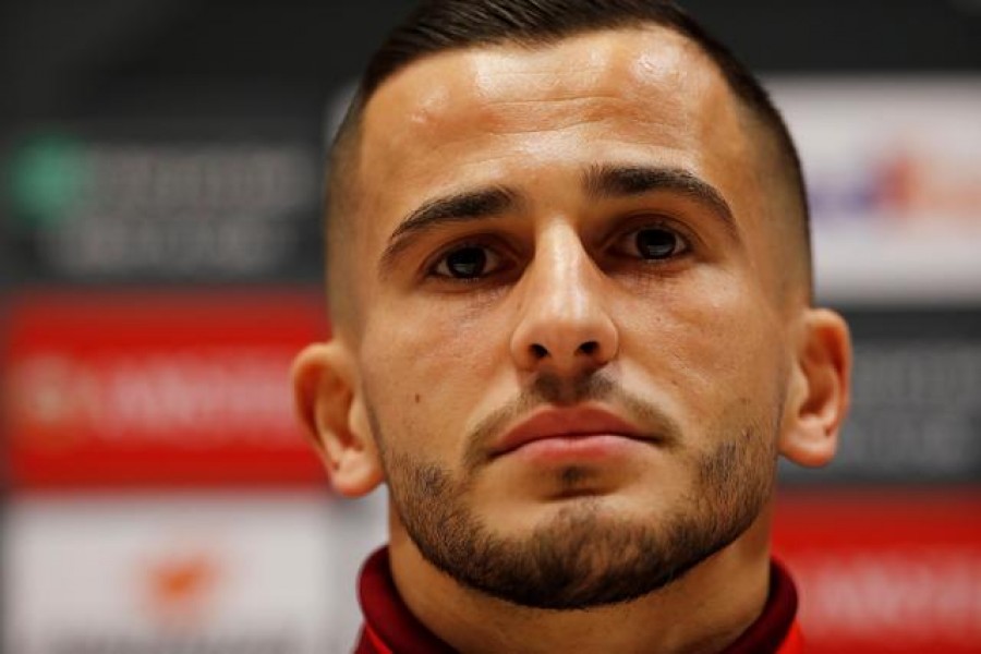 Soccer Football - Europa League - Olympiacos Press Conference - Emirates Stadium London, Britain - February 26, 2020 Olympiacos' Omar Elabdellaoui during the press conference Action Images via Reuters/Paul Childs