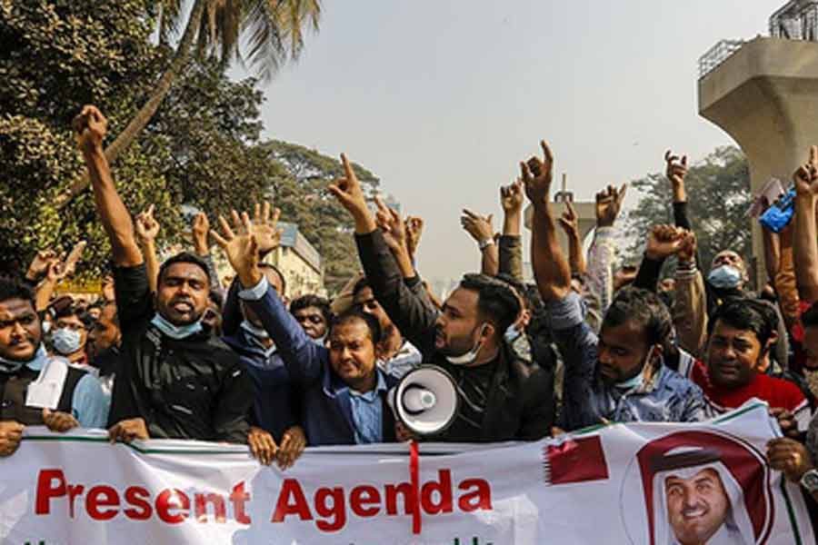 Migrant workers stage protest demanding action for their return to Qatar