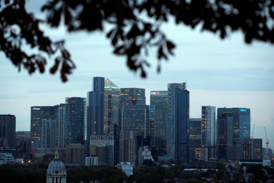 A view of Canary Wharf business district in London, Britain on October 14, 2020 — Reuters/Files