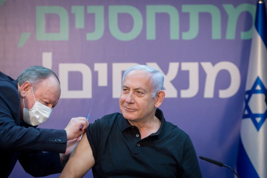 Israeli Prime Minister Minister Benjamin Netanyahu receives the second dose of the coronavirus disease (Covid-19) vaccine at Sheba Medical Center in Ramat Gan, Israel on January 9, 2021 — Reuters/Files