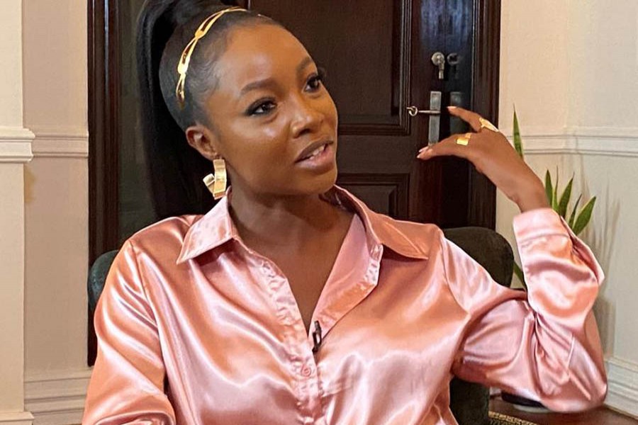 Ini Dima-Okojie, Nigerian lead actress in a movie Namaste Wahala is seen during an interview with Reuters in Lagos, Nigeria, February 11, 2021 — Reuters