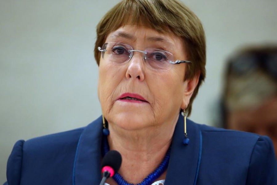 FILE PHOTO: United Nations High Commissioner for Human Rights Michelle Bachelet attends a session of the Human Rights Council at the United Nations in Geneva, Switzerland, February 27, 2020. REUTERS/Denis Balibouse/File Photo