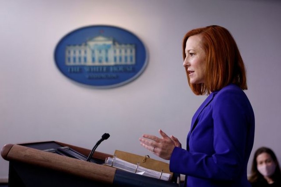 White House Press Secretary Jen Psaki delivers remarks during a daily press briefing at the White House in Washington, US, March 8, 2021 — Reuters