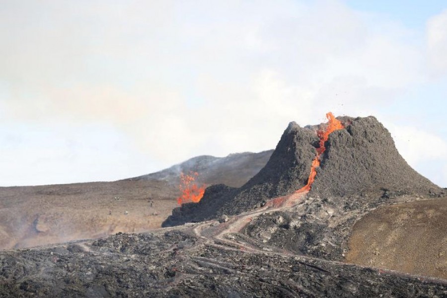 A view of the volcanic site on the Reykjanes Peninsula following Friday's eruption in Iceland March 23, 2021. REUTERS/Cat Gundry-Beck