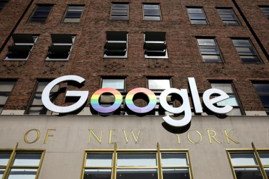 The Google logo is displayed outside the company offices in New York, US, June 4, 2019 — Reuters/Files