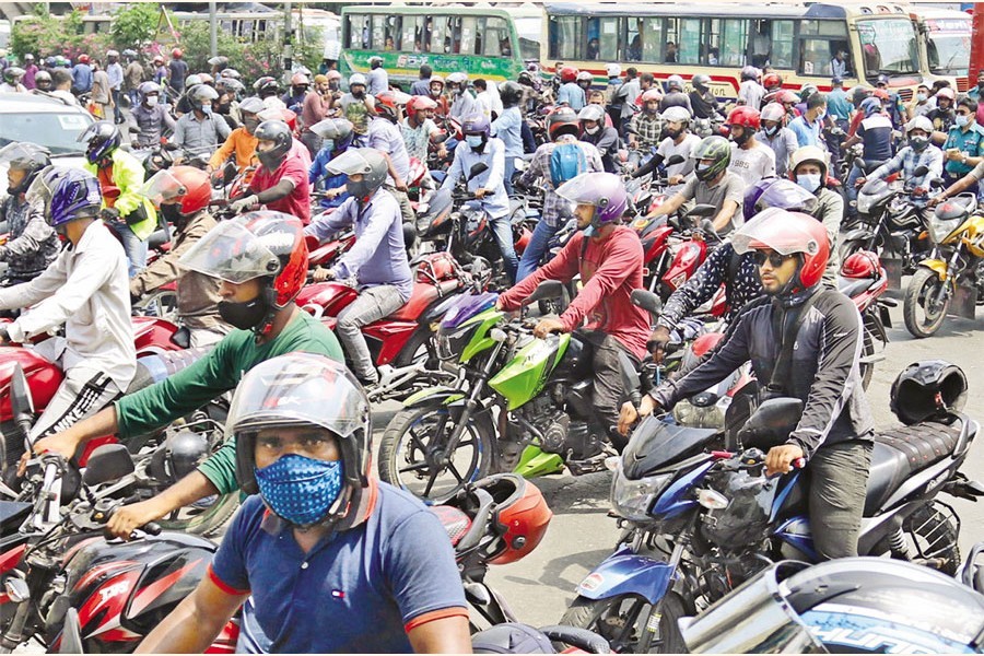 Motorcyclists stage protest against ban on ride-sharing