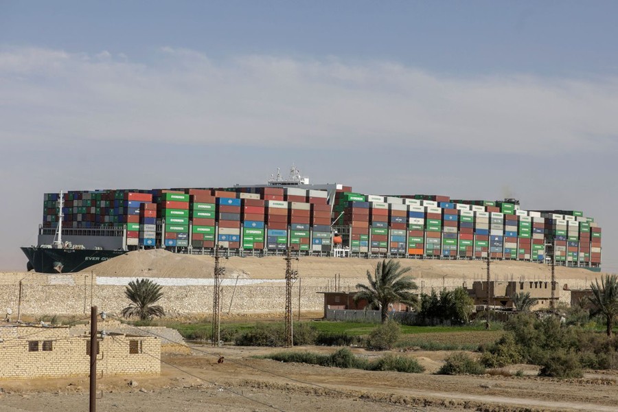 Dislodged ship held in Suez Canal as talks continue over $916m claim