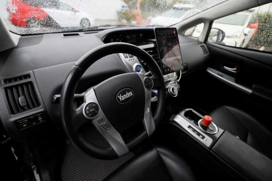 An interior view shows a self-driving car owned and tested by Yandex company during a presentation in Moscow, Russia August 16, 2019. REUTERS