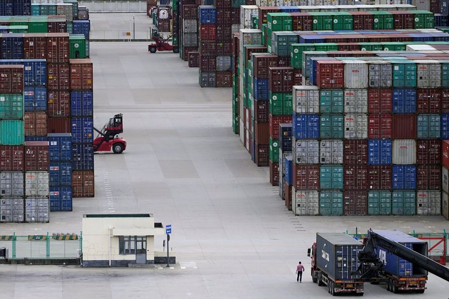 Containers are seen at the Yangshan Deep-Water Port in Shanghai, China on October 19, 2020 — Reuters/Files