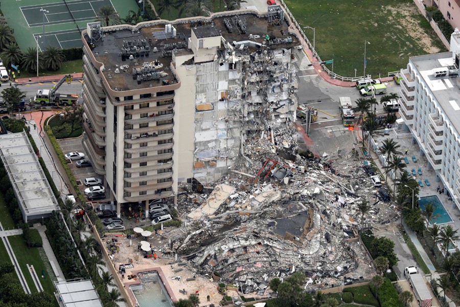 A building that partially collapsed is seen in Miami Beach, Florida, US on June 24, 2021 — Via Reuters