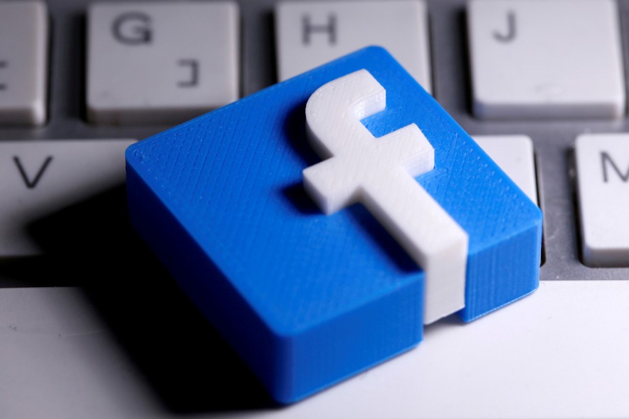 A 3D-printed Facebook logo is seen placed on a keyboard in this illustration taken on March 25, 2020 — Reuters/Files