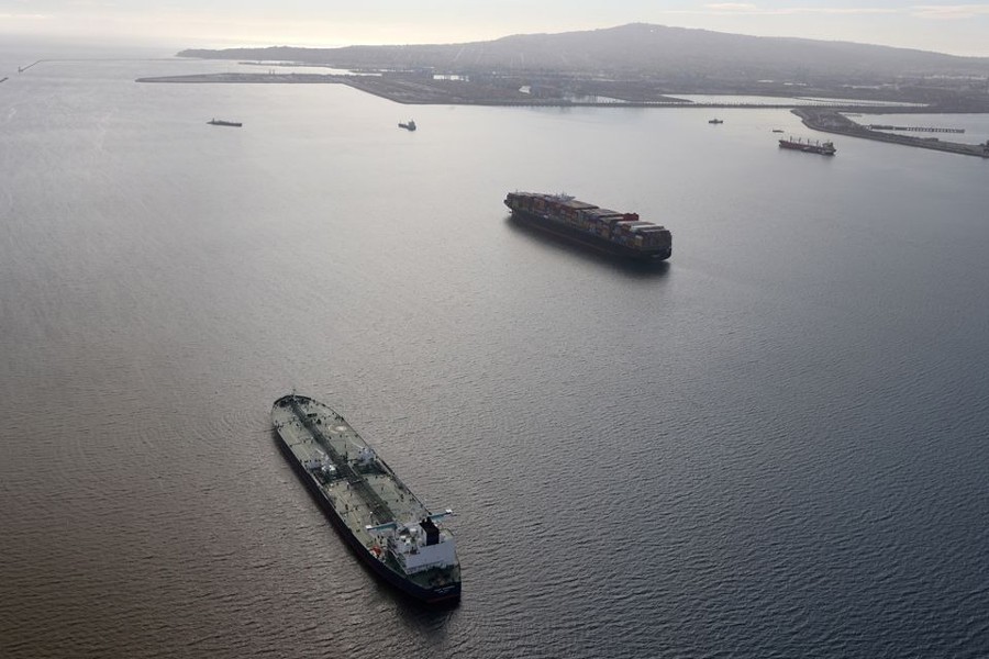 An oil tanker waits in line in the ocean outside the Port of Long Beach-Port of Los Angeles complex, amid the coronavirus disease (Covid-19) pandemic, in Los Angeles, California, US on April 7, 2021 — Reuters/Files