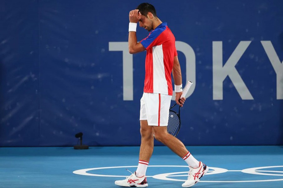 Novak Djokovic of Serbia reacts during his semifinal match against Alexander Zverev of Germany — Reuters photo