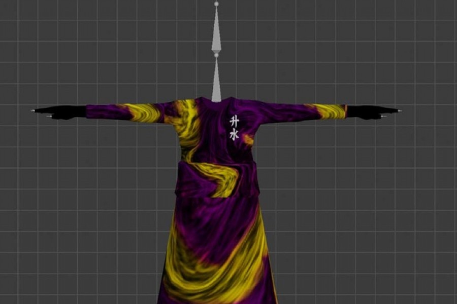 An undated handout image of virtual clothing piece "Sacred" kimono, a limited wearable item in the digital world of "Decentraland", which according to its creator Hiroto Kai was created to thank collectors who own all of Kais' wearables in their inventory. Hiroto Kai/Handout via REUTERS