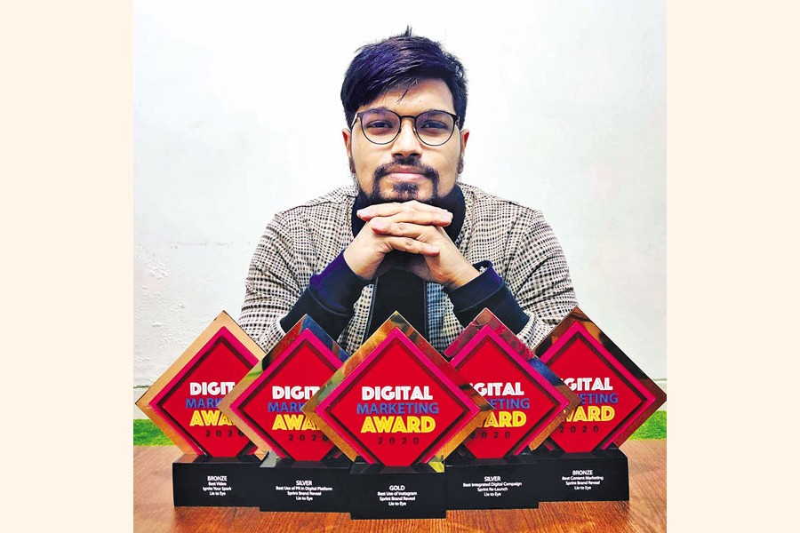 Mashfique Khalid with his digital marketing awards