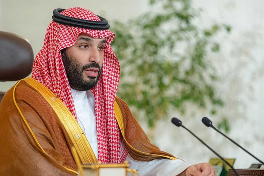 Saudi Crown Prince Mohammed bin Salman delivering speech from his office during the opening ceremony of the Saudi Green Initiative forum in Riyadh of Saudi Arabia on October 23 this year –Reuters file photo