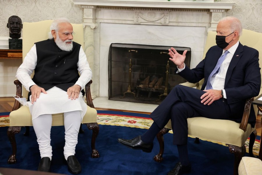 US President Joe Biden meets with India's Prime Minister Narendra Modi in the Oval Office at the White House in Washington, US, September 24, 2021. REUTERS/Evelyn Hockstein