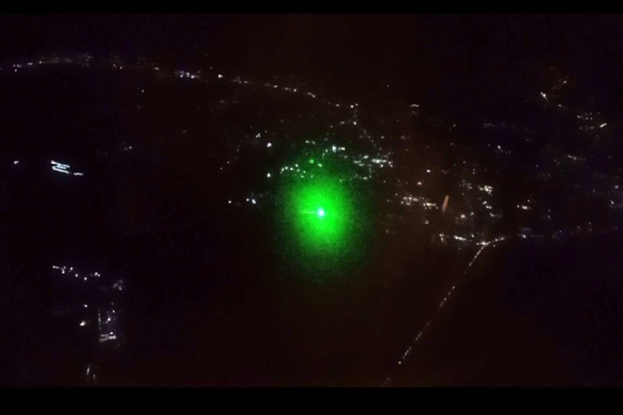 Blinding laser lights target planes during landing at Dhaka airport