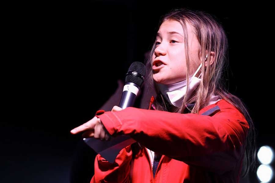 Climate activist Greta Thunberg speaking at a Fridays for Future march during the UN Climate Change Conference (COP26) in Glasgow on November 5 this year –Reuters file photo