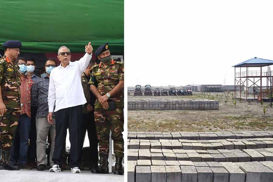 President visits construction works of 'Mithamain Cantonment'