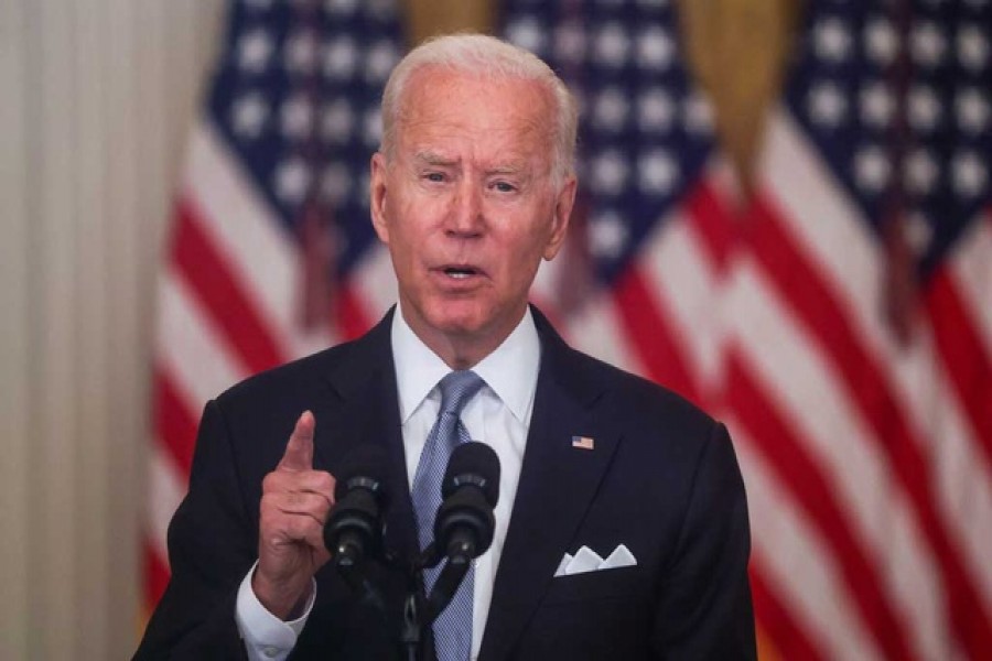 US President Joe Biden delivers remarks on the crisis in Afghanistan during a speech in the East Room at the White House in Washington, US, August 16, 2021. REUTERS/Leah Millis